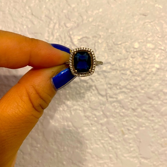 925 silver simulated sapphire cubic zirconia ring - Picture 2 of 5